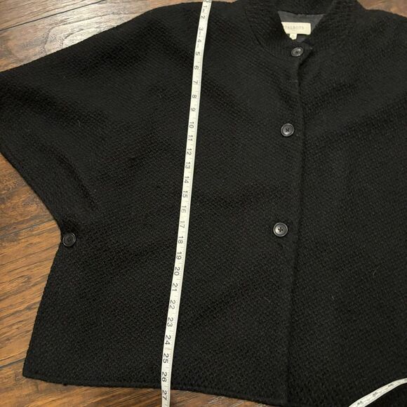 Talbots size XL Wool Blend Tweed Black Oversized Cape Cropped Coat - Picture 8 of 8